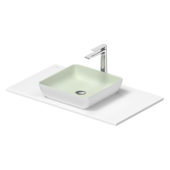 Duravit Sivida Aufsatzbecken mit Konsole 500x880x123mm, Eckig, 1 Becken, 1 Waschplatz, Weiß Seidenmatt/Blassgrau Matt