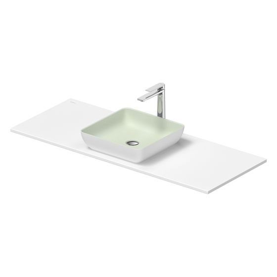 Duravit Sivida Aufsatzbecken mit Konsole 500x1280x123mm, Eckig, 1 Becken, 1 Waschplatz, Weiß SDM/Blassgrau Matt