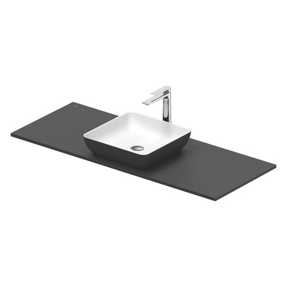Duravit Sivida Aufsatzbecken mit Konsole 500x1280x123mm Eckig 1 Becken 1 Waschplatz Dunkelgrau Matt