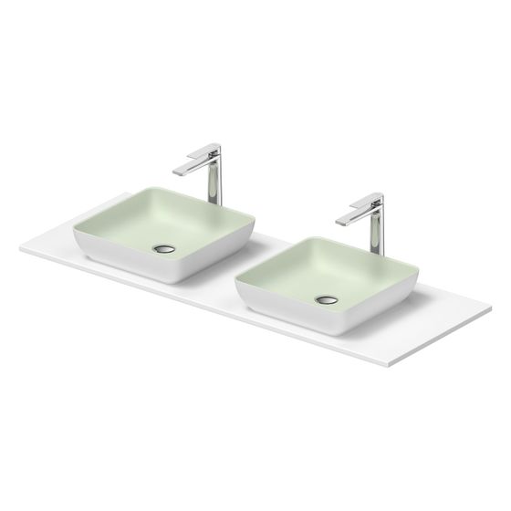 Duravit Sivida Aufsatzbecken mit Konsole 500x1350x123mm, Eckig, 2 Becken, 2 Waschplätze, Weiß SDM/Blassgrau Matt