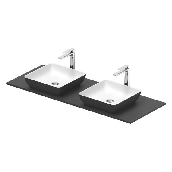 Duravit Sivida Aufsatzbecken mit Konsole 500x1350x123mm Eckig 2 Becken 2 Waschplätze Dunkelgrau Matt