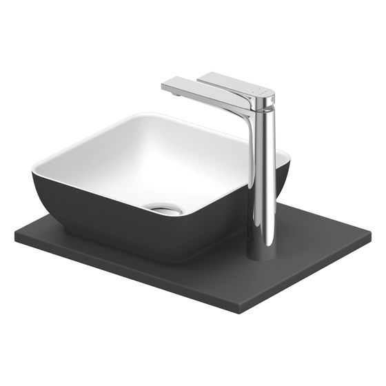 Duravit Sivida Aufsatzbecken mit Konsole 330x410x123mm Eckig 1 Becken 1 Waschplatz Dunkelgrau Matt