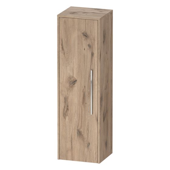 Duravit D-Code Halbhochschrank Dekor 360x400x1320mm Eiche Marmoriert Matt, 1 Tür L 2 Glas-FB, 1 Holz-FB, Griff Chrom