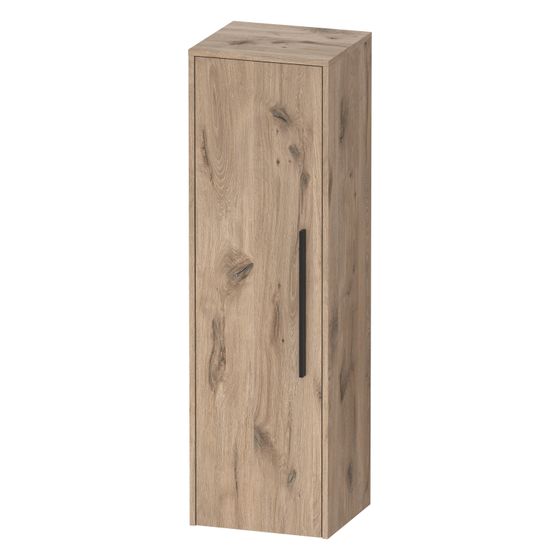 Duravit D-Code Halbhochschrank, Dekor 360x400x1320mm Eiche Marmoriert Matt, 1 Tür L, 2 Glas-FB, 1 Holz-FB, Griff Diamantschwarz