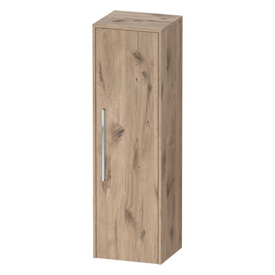 Duravit D-Code Halbhochschrank Dekor 360x400x1320mm Eiche Marmoriert Matt, 1 Tür R 2 Glas-FB, 1 Holz-FB, Griff Chrom