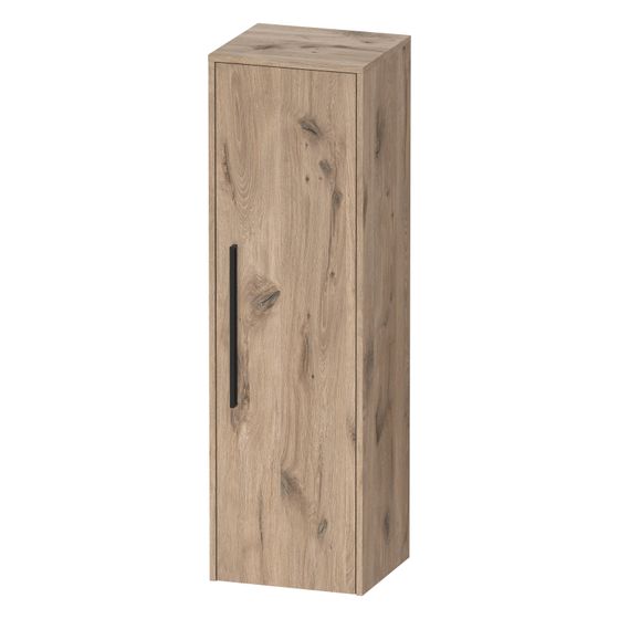 Duravit D-Code Halbhochschrank, Dekor 360x400x1320mm Eiche Marmoriert Matt, 1 Tür R, 2 Glas-FB, 1 Holz-FB, Griff Diamantschwarz