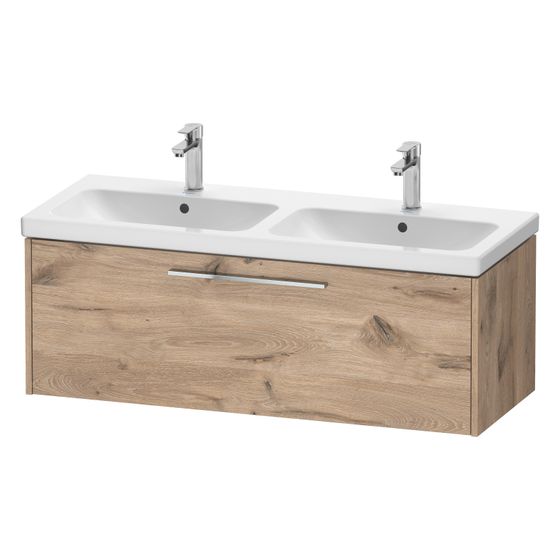 Duravit D-Code Waschtischunterbau wandhäng. 460x1184x400mm, Eiche Marmoriert Matt, 1 Auszug, Griff mit Dämpfung