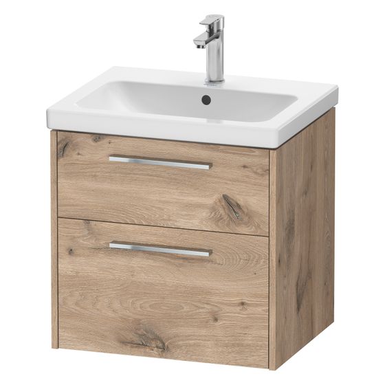 Duravit D-Code Waschtischunterbau wandhäng. 460x584x555mm Eiche Mar. Matt, 1 AZ/SK, Griff Chrom, mit Dämpfung