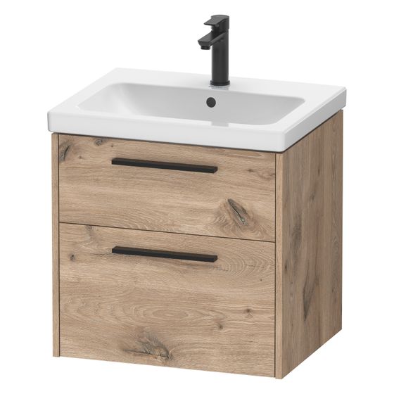 Duravit D-Code Waschtischunterbau wandhäng. 460x584x555mm Eiche Mar. Matt, 1 Auszug/SK, Griff Diam.