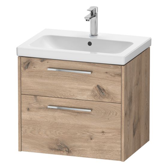 Duravit D-Code Waschtischunterbau wandhäng. 460x634x555mm Eiche Mar. Matt, 1 AZ/SK, Griff Chrom, mit Dämpfung
