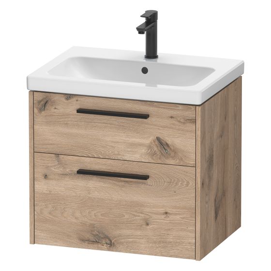 Duravit D-Code Waschtischunterbau wandhäng. 460x634x555mm Eiche Mar. Matt, 1 Auszug/SK, Griff Diam.
