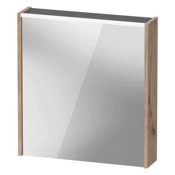 Duravit D-Code Spiegelschrank Wandmontage 148x650x700mm, Eiche Marmoriert, 1 Tür L, 2 Glasfachböden, 1 Holzfachboden, 5W, CH