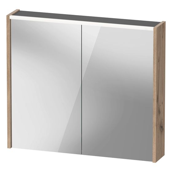 Duravit D-Code Spiegelschrank Wandmontage 148x800x700mm, Eiche Marmoriert, 2 Türen L/R, 2 Glas-, 1 Holzfachboden, 6W, CH