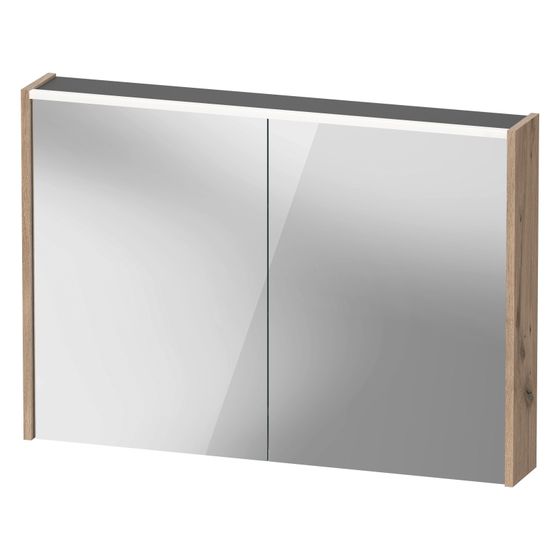 Duravit D-Code Spiegelschrank Wandmontage 148x1000x700mm, Eiche Marmoriert, 2 Türen L/R, 2 Glas-, 1 Holzfachboden, 7W, CH