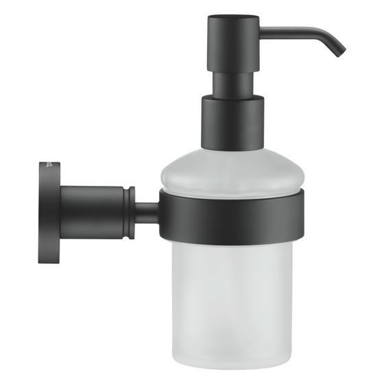 Duravit D-Code Seifenspender 145x69x220mm Mattschwarz/Mattweiß Messing/Milchglas Schraubbefestigung 039l wandh.