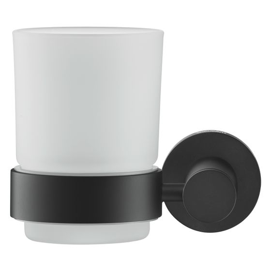 Duravit D-Code Zahnputzbecher 102x118x97mm, Mattschwarz/Mattweiß, Schraubbefestigung, wandhäng., Links