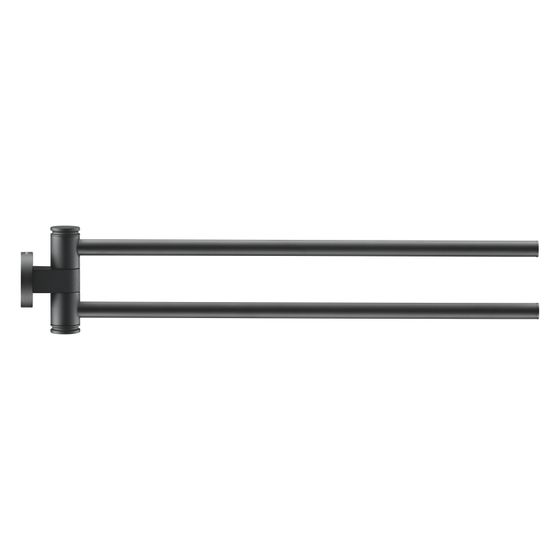 Duravit D-Code Handtuchhalter 447x50x90mm, Mattschwarz, Messing, 2 Arme, mit Befestigungsmaterial, für Wandbefestigung