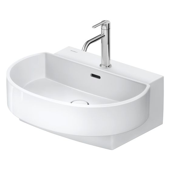 Duravit Balcoon Waschtisch 480x600x220mm wandhäng., Weiß Hochglanz, D-shaped, DuraShield, 1 WP mittig, 1 HL mittig, mit ÜL