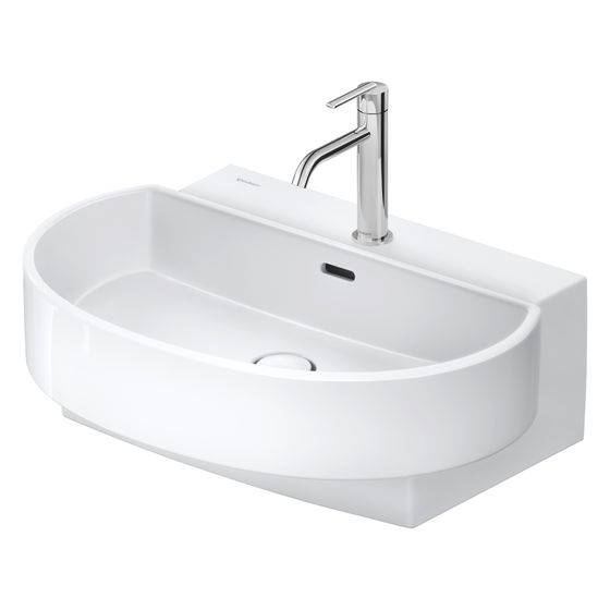 Duravit Balcoon Waschtisch 480x650x220mm wandhäng., Weiß Hochglanz, D-shaped, DuraShield, 1 WP mittig, 1 HL mittig, mit ÜL
