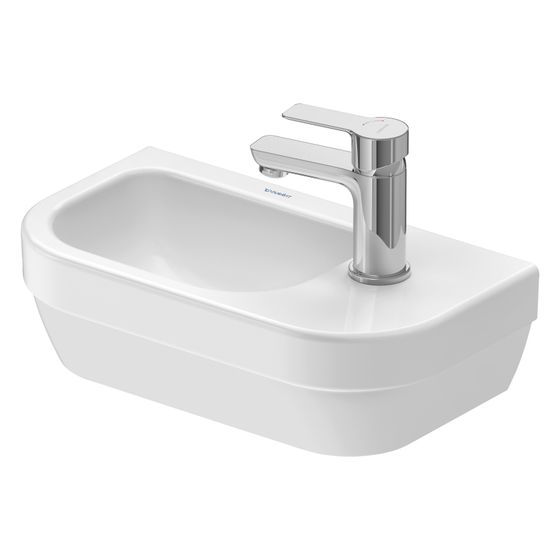 Duravit D-Code Handwaschbecken 220x400x140mm, Weiß Hochglanz, Rund, 1 Waschplatz L 1 HL mittig, ohne Überlauf