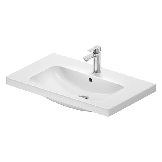 Duravit D-Code Waschtisch 480x800x165mm wandhäng. Weiß Hochglanz Rund 1 WP M 1 HL M mit Überlauf