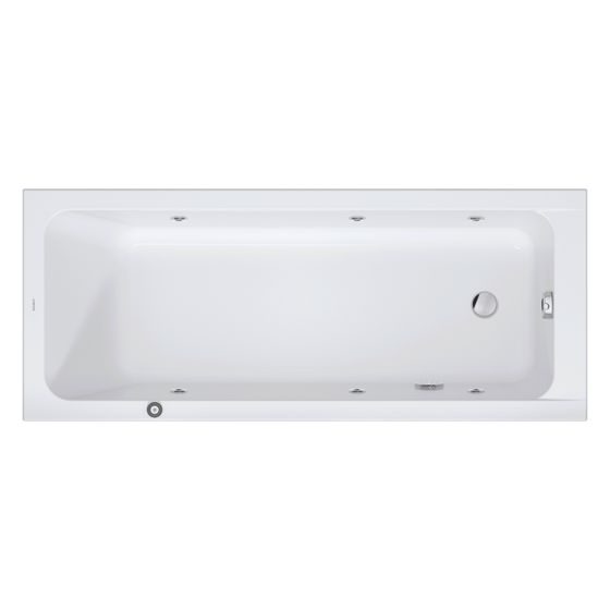 Duravit D-Code Whirlwanne Rechteckig, Einbau, 700x1700x470mm, Jet Project, 1 Rückenschräge, 230l, Innen 450mm, Weiß HG