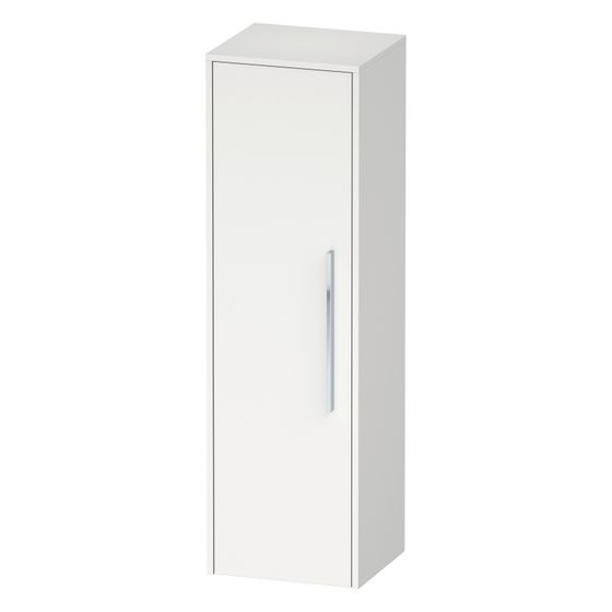 Duravit D-Code Halbhochschrank Dekor 360x400x1320mm Mattweiß, 1 Tür L 2 Glasfachböden, 1 Holzfachboden, Griff Chrom