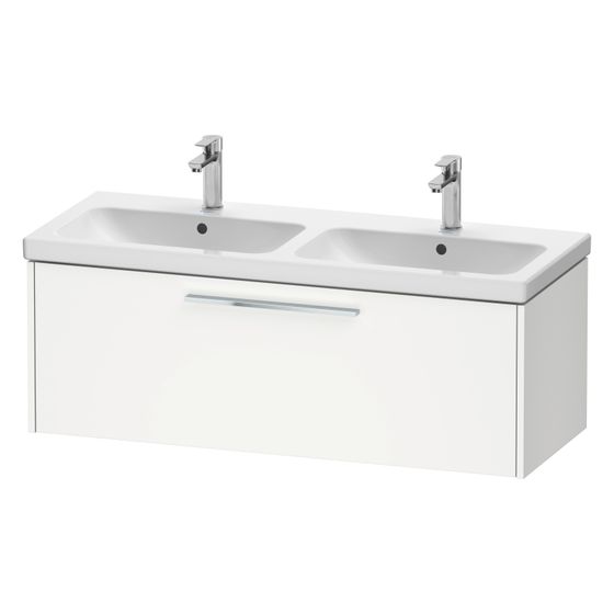 Duravit D-Code Waschtischunterbau wandhäng. 460x1184x400mm, Mattweiß, 1 Auszug, Griff Chrom, mit Dämpfung