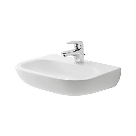 Duravit D-Code Handwaschbecken 340x450x145mm, Weiß Hochglanz, Rechteckig,1 Waschplatz/HL mittig, ohne Überlauf