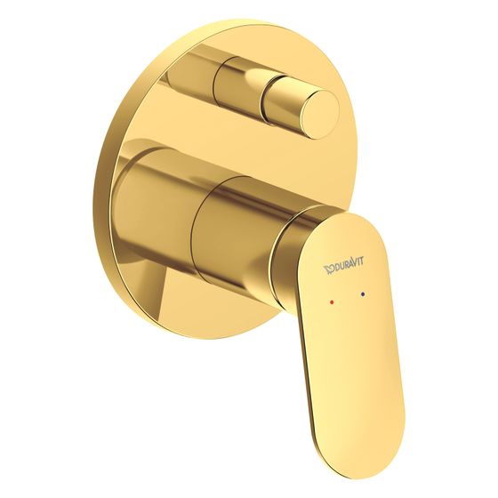 Duravit Wave Einhebelmischer Unterputz Set, 2 Verbraucher, Gold poliert, 24l/min, Rosette rund