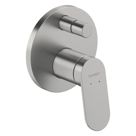 Duravit Wave Einhebelmischer Unterputz Set, 2 Verbraucher, Edelstahl gebürstet, 24l/min, Rosette rund