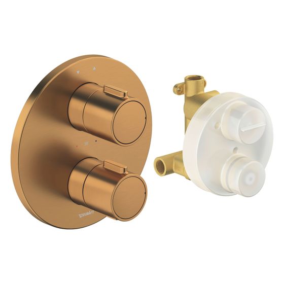 Duravit Thermostatarmaturen Thermostat Unterputz Set 2 Verbraucher Bronze gebürstet 24l/min Rosette rund