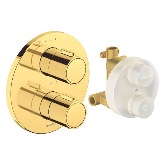 Duravit Thermostatarmaturen Thermostat Unterputz Set 2 Verbraucher Gold poliert 24l/min Rosette rund