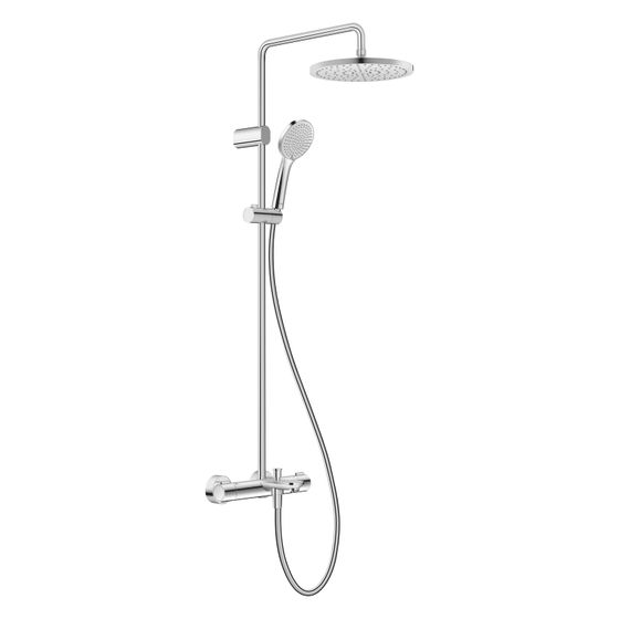 Duravit Shower Systems Duschsystem Chrom, Thermostat, Kopfbrause schwenkbar, 14,5l/min Handbrause, 18,5l/min Kopfbrause