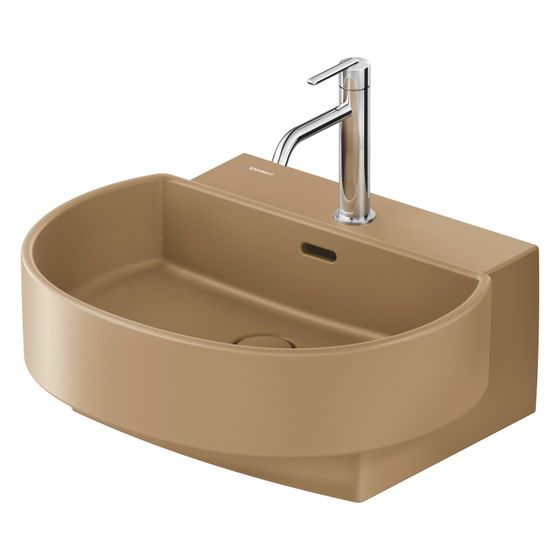 Duravit Balcoon Waschtisch 480x550x185mm wandh. Clay Terra Matt, D-shaped, DuraShield, 1 Waschplatz mittig, 1 HL mittig, mit ÜL