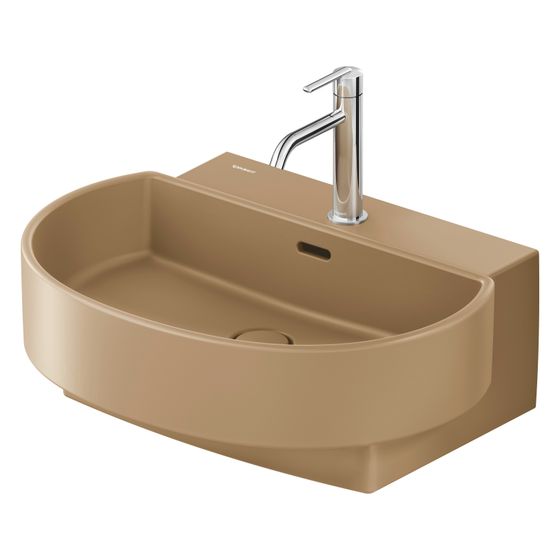 Duravit Balcoon Waschtisch 480x600x220mm wandh. Clay Terra Matt, D-shaped, DuraShield, 1 Waschplatz mittig, 1 HL mittig, mit ÜL