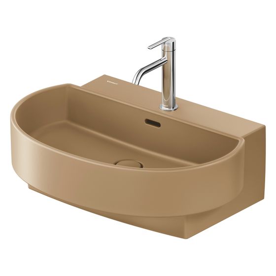 Duravit Balcoon Waschtisch 480x650x220mm wandh. Clay Terra Matt, D-shaped, DuraShield, 1 Waschplatz mittig, 1 HL mittig, mit ÜL