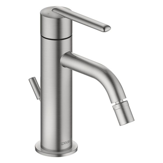 Duravit Balcoon Einhebel-Bidetmischer, Edelstahl gebürstet, 9,5l/min, mit Garnitur, Ausladung 119mm, Höhe 172mm, 3/8