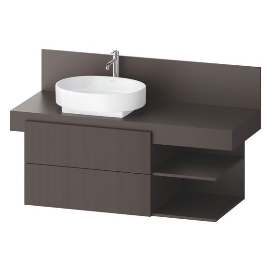 Duravit Balcoon Konsolen-Waschtischunterbau wandhäng. 570x1200x534mm Schieferbraun Strukturiert Matt/Matt ohne KSP, 2 R SK/oF
