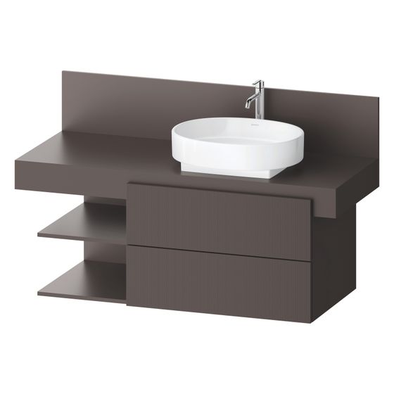 Duravit Balcoon Konsolen-Waschtischunterbau wandhäng. 570x1200x534mm Schieferbraun Strukturiert Matt/Matt ohne KSP, 2 L SK/oF