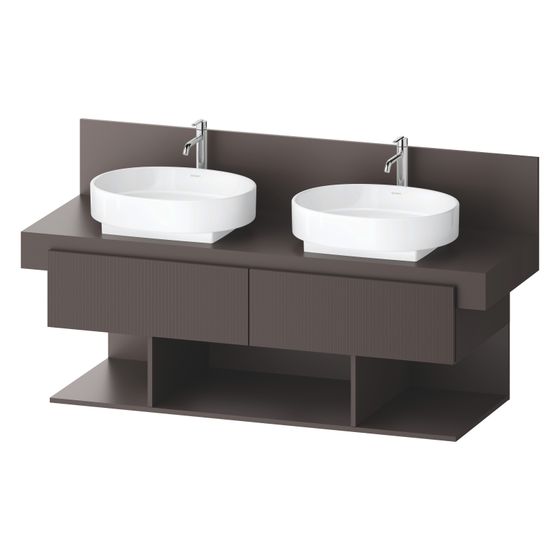 Duravit Balcoon Konsolen-Waschtischunterbau wandh 570x1400x534mm Schieferbraun Strukturiert Matt/Matt ohne KSP, 2 SK