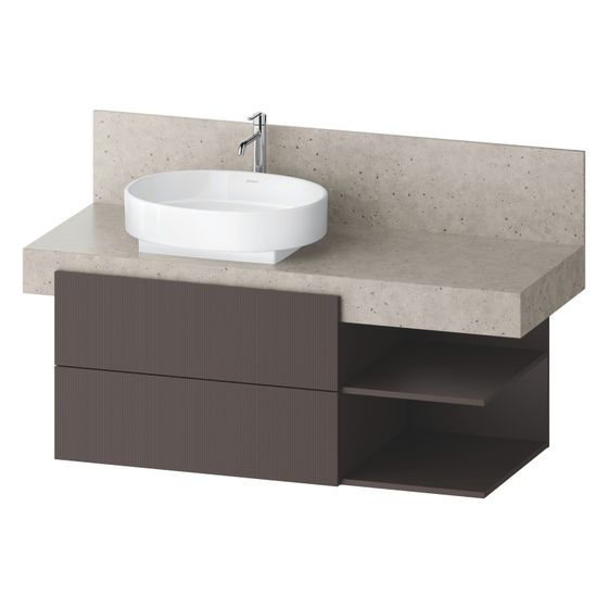 Duravit Balcoon Konsolen-Waschtischunterbau wandhäng. 570x1200x522mm Schieferbraun Strukturiert Matt/Matt ohne KSP, 2 R SK/oF