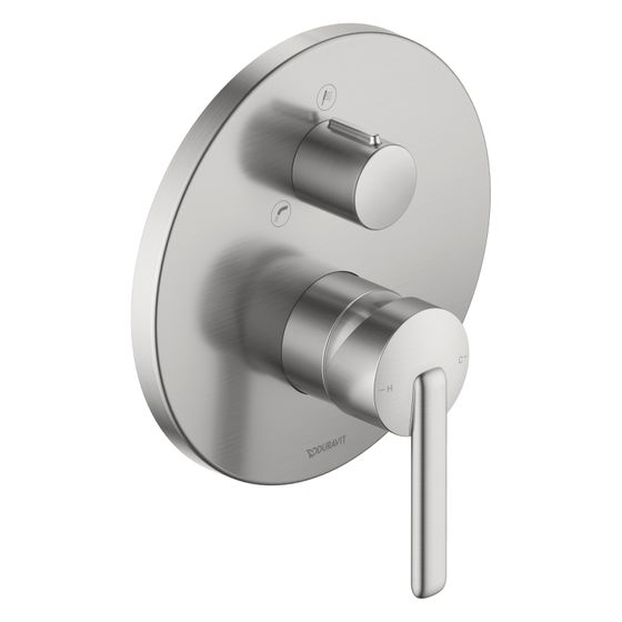 Duravit Balcoon Einhebel-Wannenmischer Unterputz, 2 Verbraucher, Edelstahl gebürstet, 170x200mm, mit Funktionseinheit