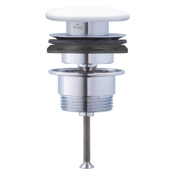 Duravit Push-open Ventil Universal, Weiß glänzend, mitt keramischer Ventilabdeckhaube, für Waschtisch mit Überlauf, d.65mm