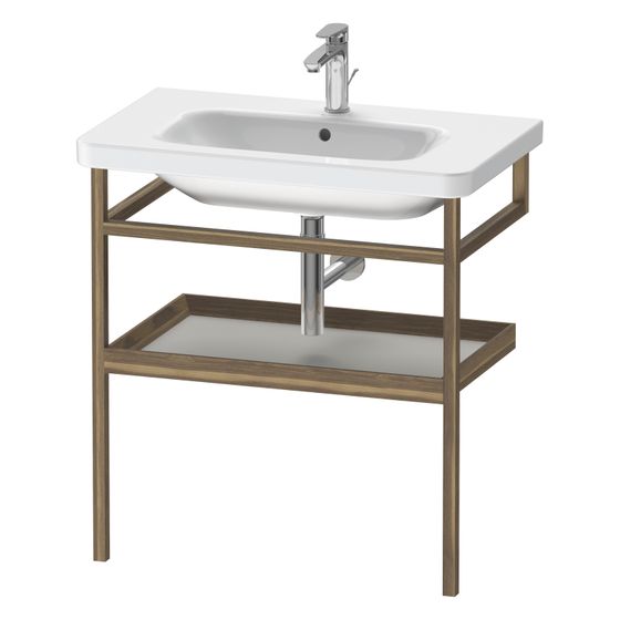 Duravit DuraStyle Holzgestell 440x740x805mm, Eckig, mit Handtuchhalter/Ablage, Amerikanischer Nussbaum, Massivholz/Betongrau