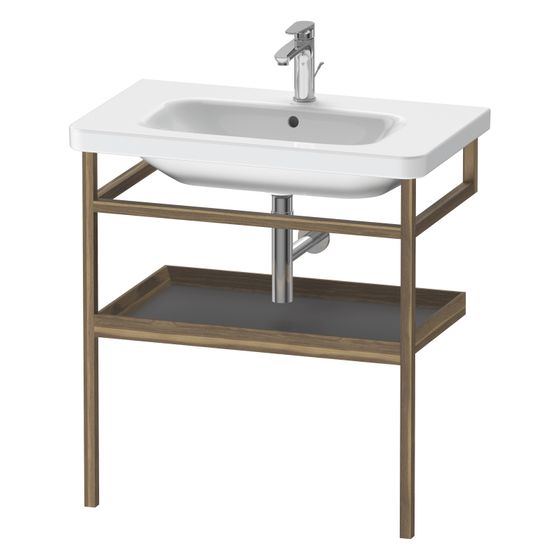 Duravit DuraStyle Holzgestell 440x740x805mm, Eckig, mit Handtuchhalter/Ablage, Amerikanischer Nussbaum, Massivholz/Graphit