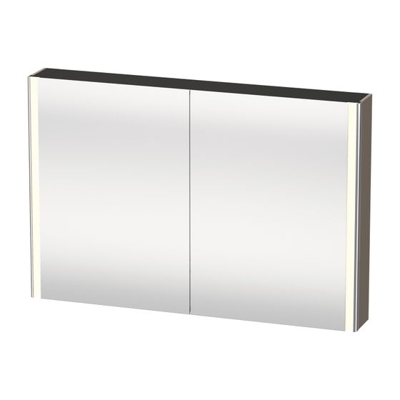 Duravit XSquare Spiegelschrank Wandmontage 155x1200x800mm, Flanell Grau SDM, 2 Tür L/R, 2 Glas-, 1 Holzfachboden, 27W, CH