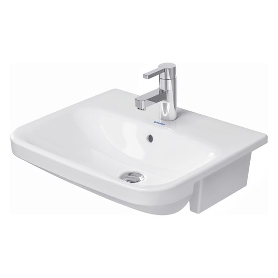 Duravit DuraStyle Halbeinbauwaschtisch 455x550x170mm, Weiß Hochglanz, 1 HL, mit Überlauf, Befestigung für Holzkonsolen