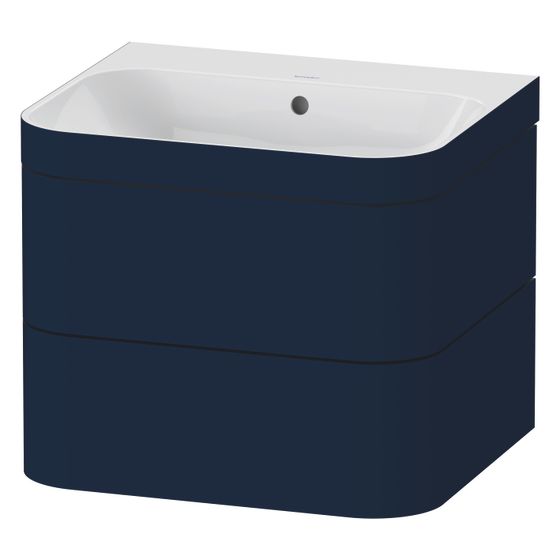 Duravit Happy D.2 Waschtisch-Set C-bonded wh Dekor, 490x575x480mm Nachtblau Seidenmatt, Grifflos, 2 SK, o.HL, mit Möbel-WT