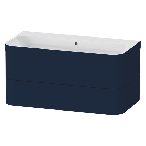 Duravit Happy D.2 Waschtisch-Set C-bonded wh Lack, 490x975x480mm Nachtblau Seidenmatt, Grifflos, 2 SK, o.HL, mit Möbel-WT